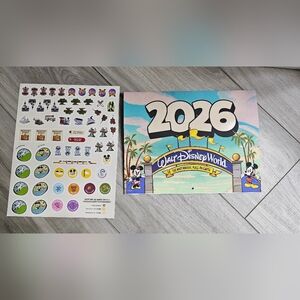 Walt Disney World 2026 Calendar with Stickers - Blue and Yellow